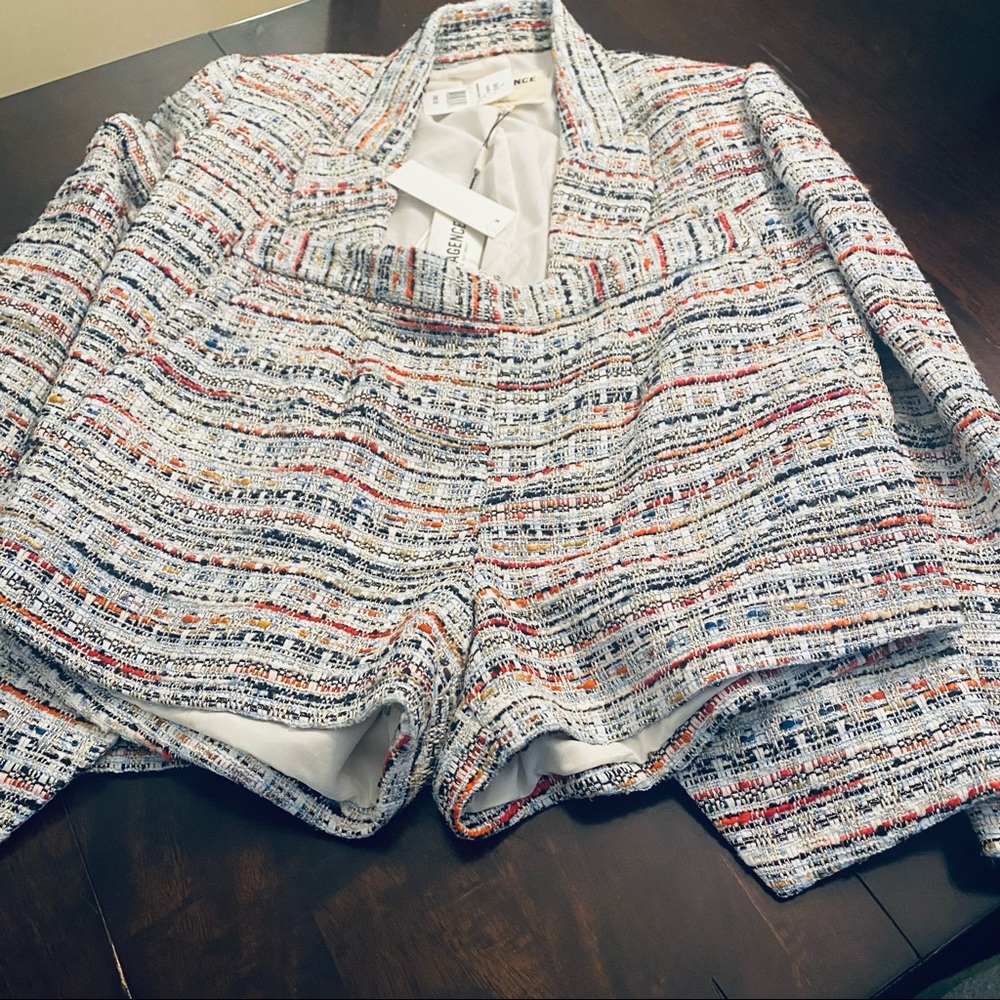 L’Agence Tweed shorts with matching jacket